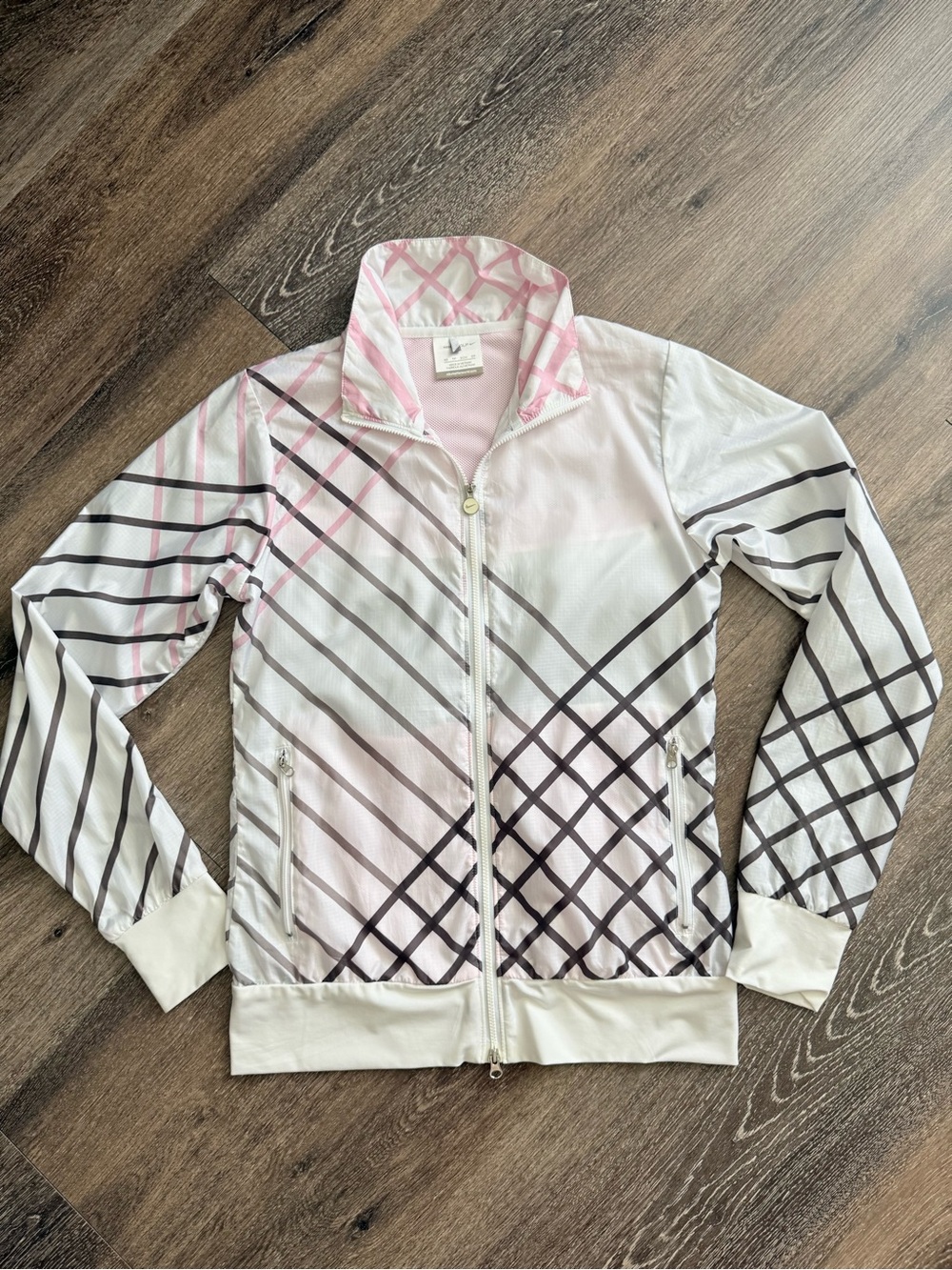Nike Golf Women’s Full-Zip Windbreaker Jacket XS White/Pink Plaid Lightweight